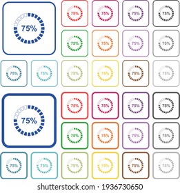 75 Prozent geladene farbige Flachsymbole in abgerundeten quadratischen Rahmen. Dünne und dicke Versionen inbegriffen.