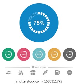 75 percent loaded flat white icons on round color backgrounds. 6 bonus icons included.