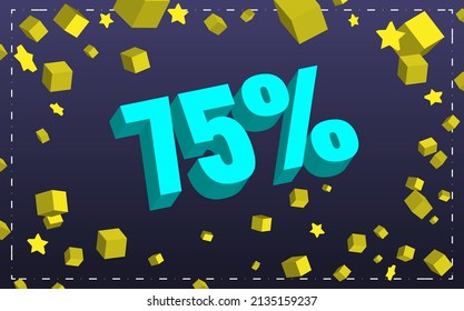 75% de descuento en el gradiente de fondo 3d azul marino amarillo y naranja para descuentos, promociones y ofertas