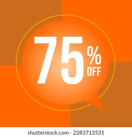 75 percent off Discount for big sales with ballon on  orange background