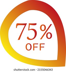 75 percent off with orange vector off circle format