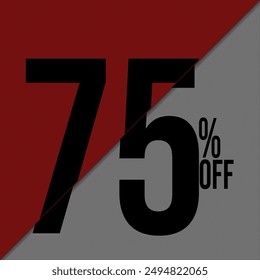 75 percent off, with red and gray noise background