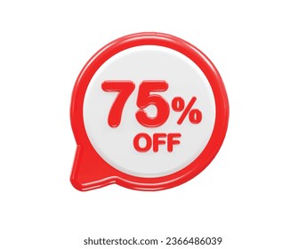 75 percent off text effect 3d rendering illustration