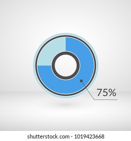 75 percent pie chart isolated symbol. Percentage vector infographics. Circle diagram sign. Business illustration icon for marketing project, finance, financial report, web, concept design, download
