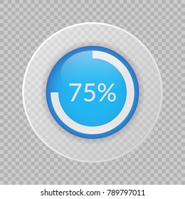 75 percent pie chart on transparent background. Percentage vector infographics. Circle diagram isolated. Business illustration icon for marketing project, finance, financial report, web design 