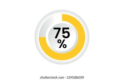 75 percent pie chart vector yellow, 75 percent pie chart vector illustration