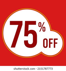 75 percent red banner with white ballons and red lettering for promotions and offers