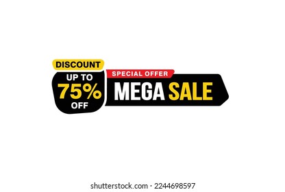 75 Percent THIS MONTH offer, clearance, promotion banner layout with sticker style.