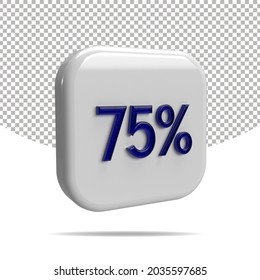75 percentage 3D render, transparent