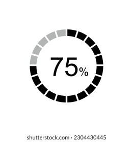 75% percentage display scale, 75% black thin outline graphics. design element for infographics.