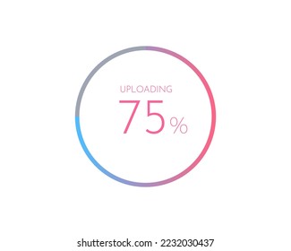 75 percentage uploading, pie chart for Your documents, reports, 75% circle percentage diagrams for infographics