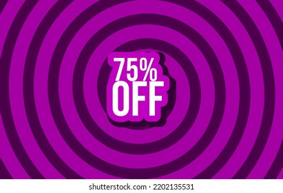 75% Sale Off Banner Discount Illustration Business Vector Purple Spiral White Bebas