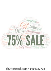 75% Sale Word Cloud. Wordcloud Made With Text.