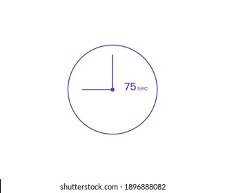The 75 seconds, Timer 75 sec icon, stopwatch vector icon. Clock and watch, timer, countdown symbol