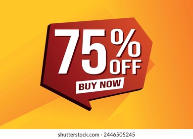 75% setenta y cinco por ciento de descuento comprar ahora Anuncio de póster Diseño gráfico de Sitio web símbolo de logotipo símbolo de medios sociales símbolo de Cupón

