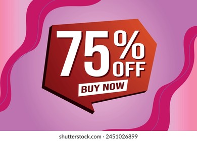 75% setenta y cinco por ciento de descuento comprar ahora Anuncio de póster Diseño gráfico de Sitio web símbolo de logotipo símbolo de medios sociales símbolo de Cupón

