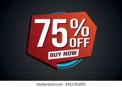 75% setenta y cinco por ciento de descuento comprar ahora Anuncio de póster Diseño gráfico de Sitio web símbolo de logotipo símbolo de medios sociales símbolo de Cupón

