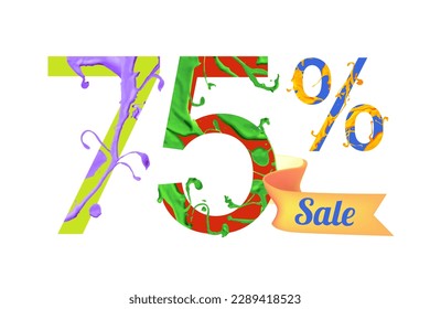 75 (seventy five) percents sale. Vector paint digits