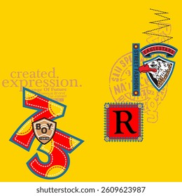 75 typography slogan. Vector illustrations for printed t-shirts, screen printing