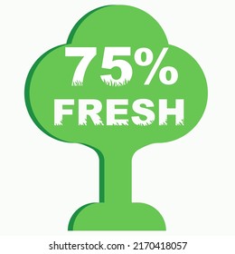 75% Vector Illustration of Fresh food everyday graphic label or sticker on white background, vector design illustration. Suitable for product label