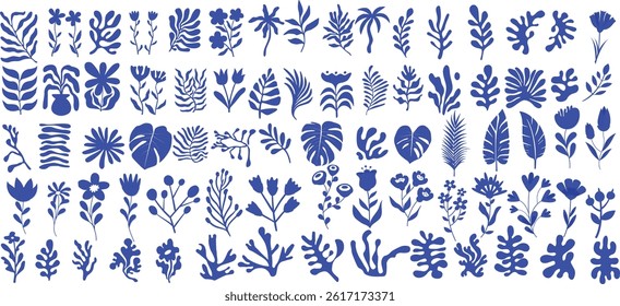 75 Vector simple minimal illustrations, simple wavy and groovy. hand drawn naive style, flowers and plants, floral botanic design templates, frames and modern wall art