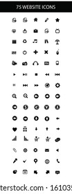 75 Website icons,Black version,on white background,vector
