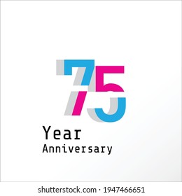 75 Year Anniversary Celebration Color Vector Template Design Illustration