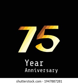75 Year Anniversary Celebration Gold Black Background Color Vector Template Design Illustration