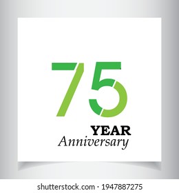 75 Year Anniversary Celebration Green Color Vector Template Design Illustration