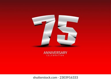 75 Year Anniversary Celebration Logo silver vector, 75 Number Design, 75th Birthday Logo, Logotype Number, Vector Anniversary For Celebration, Invitation Card, Greeting Card. logo number Anniversary