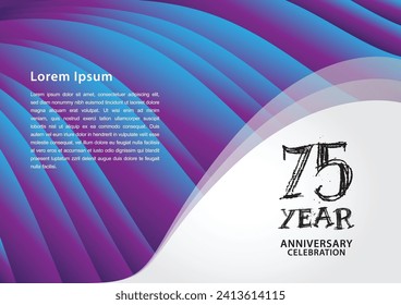 75 year anniversary celebration logotype on purple background for poster, banner, leaflet, flyer, brochure, invitations or greeting card, 75 number design, 75th Birthday invitation, anniversary logo