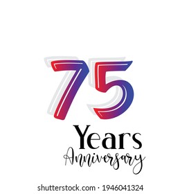 75 Year Anniversary Celebration Rainbow Color Vector Template Design Illustration