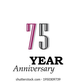 75 Year Anniversary Celebration Red Color Vector Template Design Illustration