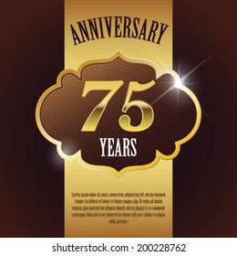 "75 Year Anniversary" - Elegant Golden Design Template / Background / Seal