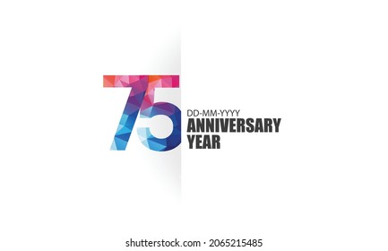 75 year anniversary full color polygon geometry style background for event, birthday, gift - vector