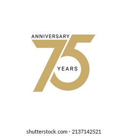 75 Year Anniversary Logo, Golden Color, Vector Template Design element for birthday, invitation, wedding, jubilee and greeting card illustration.