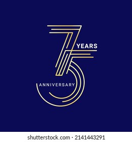 75 Year Anniversary Logo, Golden Color, Vector Template Design element for birthday, invitation, wedding, jubilee and greeting card illustration.