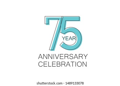 75 year Anniversary, Sleek and Clean Design, Inspired by Comic and Magazine Looks, Pastel Blue Color, Dedicated for invitation, greeting card - Vector