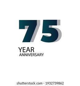 75 Year Anniversary Vector Template Design Illustration Blue Elegant White Background