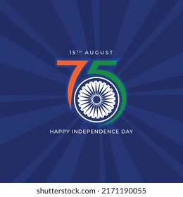 75 años Feliz día de la independencia Diseño de plantillas de vectores de India Diseño Ilustración.