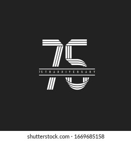Logo de 75 años o 75 años, letra lineal, diseño abstracto