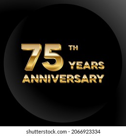 75 years anniversary, 3d vector design for anniversary celebration with gold color on black background, simple and luxury design. logo vector template