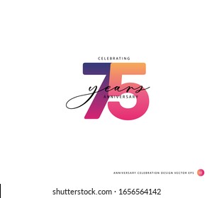 75 years anniversary or birthday celebration design template Vector.
