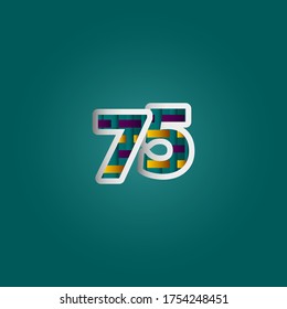 75 Years Anniversary Celebration Elegant Color Number Vector Template Design Illustration