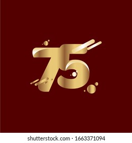 75 Years Anniversary Celebration Gradient Gold Number Vector Template Design Illustration