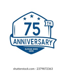 75 years anniversary celebration hexagon design template. 75th anniversary logo. Vector and illustration.