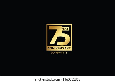 75 years anniversary celebration logotype. anniversary logo with golden and Spark light white color isolated on black background, vector design for celebration, invitation and greeting card-Vector