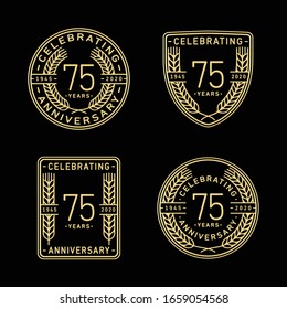 75 years anniversary celebration logotype. 75th anniversary logo collection. Set of anniversary design template. Vector and illustration.