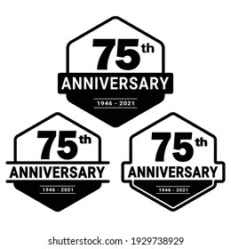 75 years anniversary celebration logotype. 75th anniversary logo collection. Set of anniversary design template. Vector and illustration.
