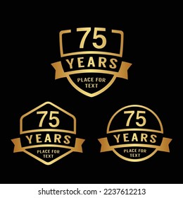 75 years anniversary celebration logotype. 75th anniversary logo collection. Set of anniversary design template. Vector illustration.	